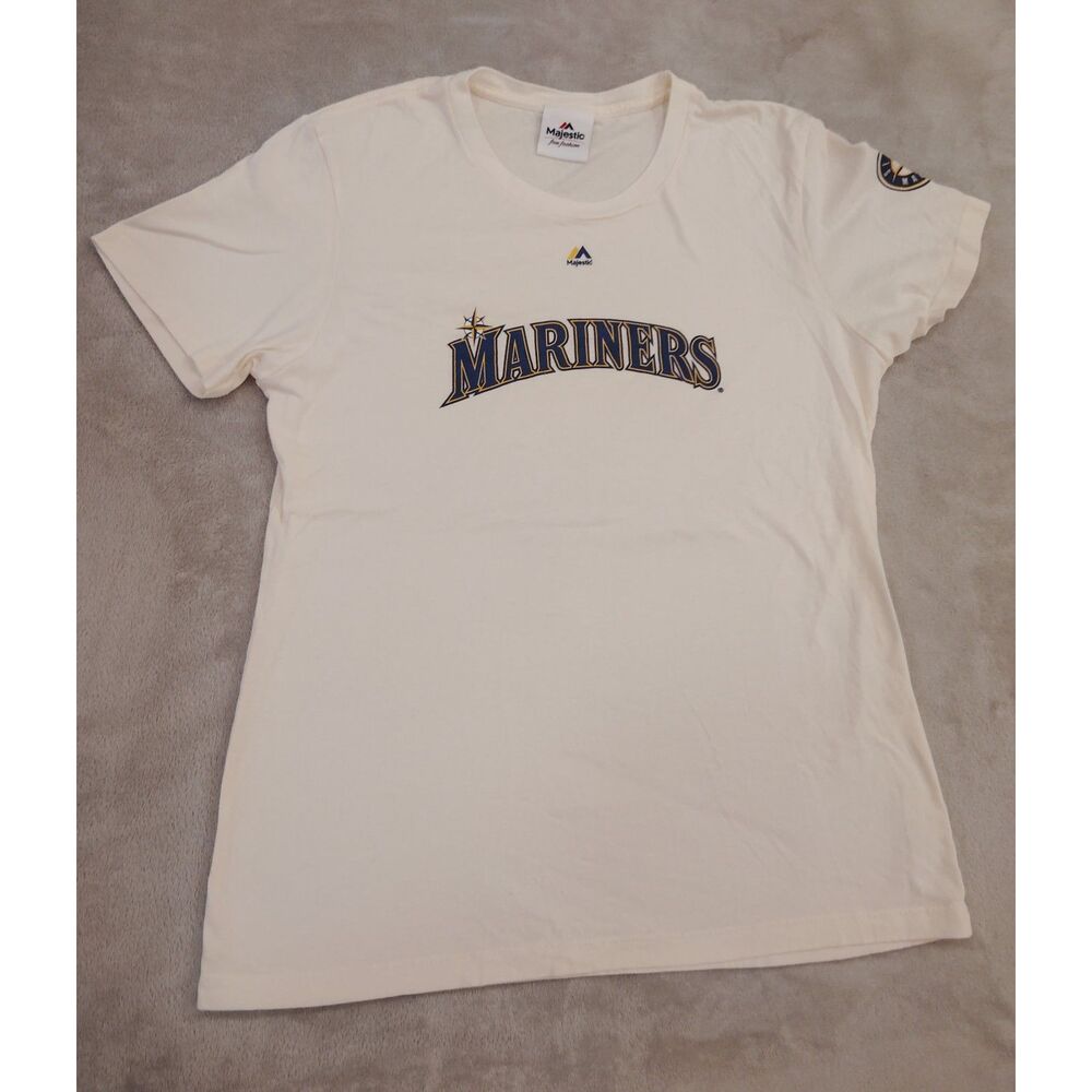 Majestic Seattle Mariners Cream Graphic Logo Tee Adult Sm/ Youth XL
